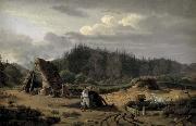 Fritz Petzholdt A Bog with Peat Cutters. Hosterkob, Sealand oil painting